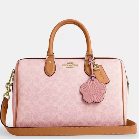 Coach Large Rowan Powder Pink and Tan Satchel - Picture 3 of 7